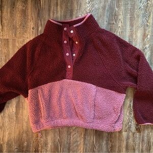 Old Navy Cropped Two-Tone Sherpa Pullover